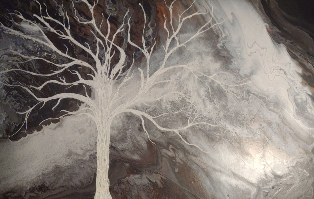 Renee Martine Art, Acrylic Pour Art, Glue Tree Art