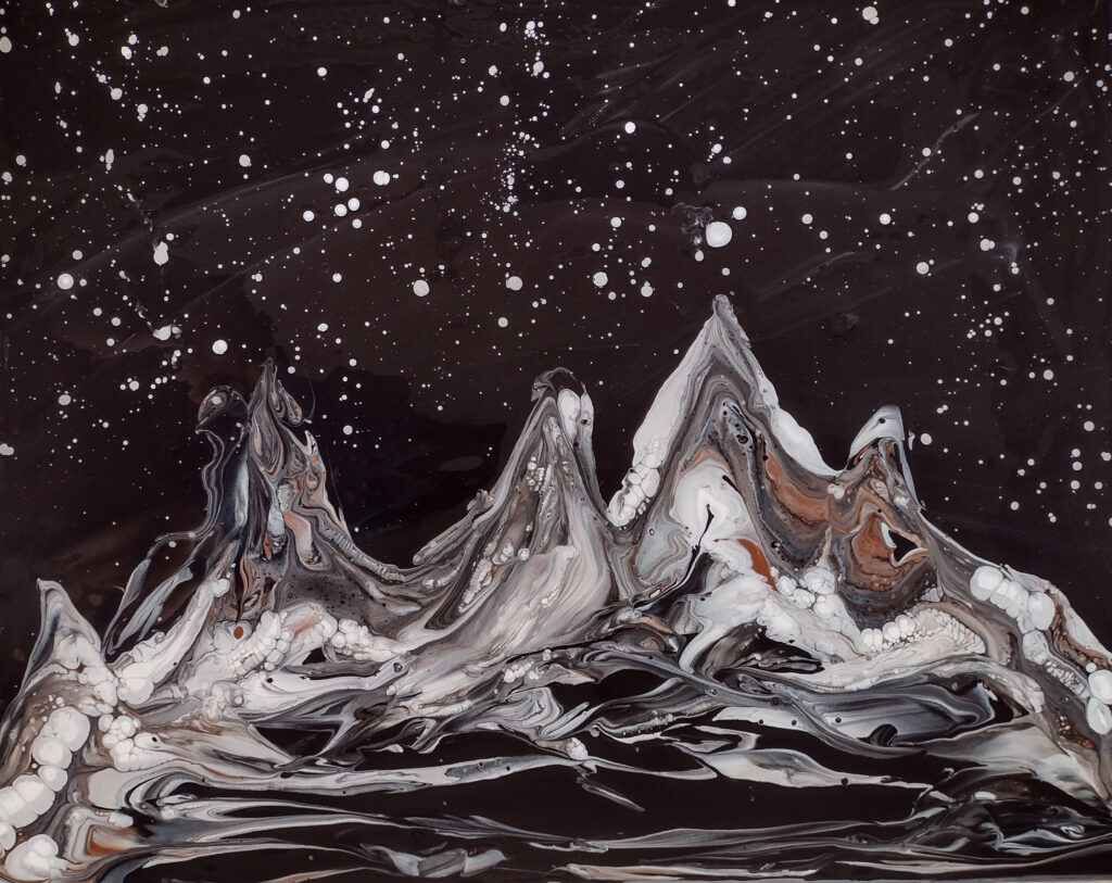 Renee Martine Art, Acrylic Pour Art Montana Mountains