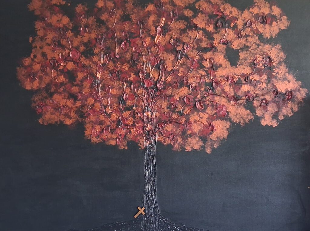 Renee Martine Art, Acrylic Pour Art, Glue Tree Art