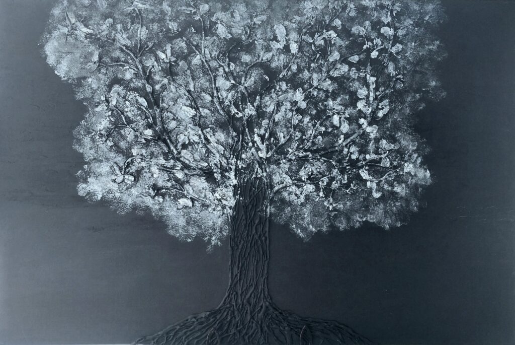 Renee Martine Art, Acrylic Pour Art, Glue Tree Art