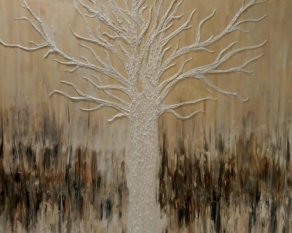 Renee Martine Art, Acrylic Pour Art, Glue Tree Art